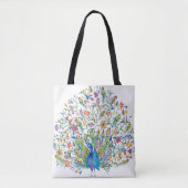 Waterverf florale pauw tote bag (Voorkant)