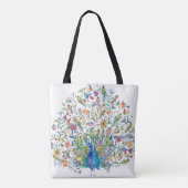 Waterverf florale pauw tote bag (Achterkant)