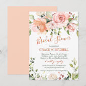 Waterverf florale perzik rozen Vrijgezellenfeest Kaart (Voorkant / Achterkant)