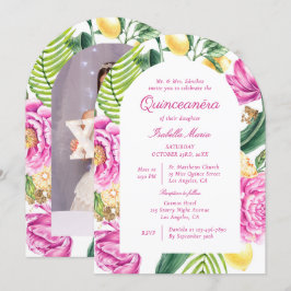 Waterverf Florale Pioenrozen Aangepaste Foto Quinc Kaart