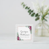 Waterverf florale polka stippen vierkant visitekaa vierkante visitekaartje (Staand voorkant)