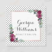 Waterverf florale polka stippen vierkant visitekaa vierkante visitekaartje (Voorkant)