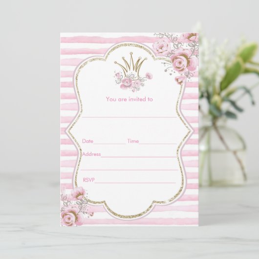 Waterverf florale prinses kaart (Staand voorkant)