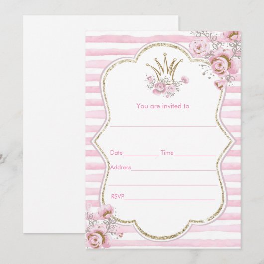 Waterverf florale prinses kaart (Voorkant / Achterkant)