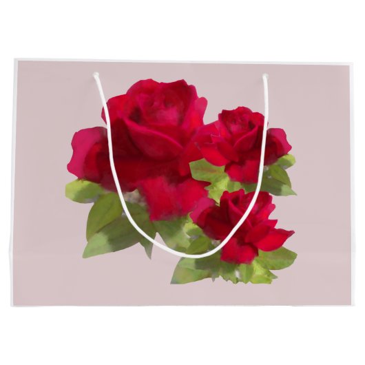 Waterverf florale rozen Gift Bag Groot Cadeauzakje (Achterkant)