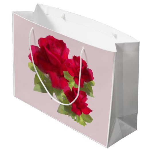 Waterverf florale rozen Gift Bag Groot Cadeauzakje (Achterkant Gekanteld)