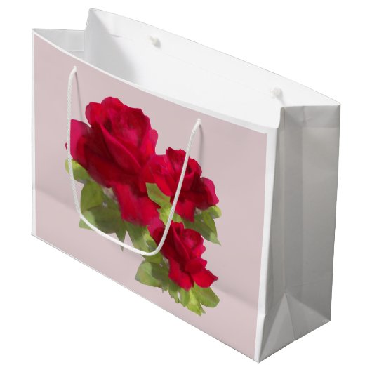 Waterverf florale rozen Gift Bag Groot Cadeauzakje (Voorkant Gekanteld)
