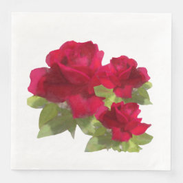 Waterverf florale rozen Papier Napkin Servet