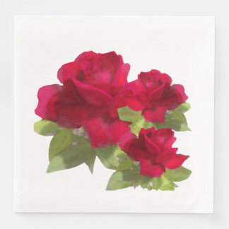 Waterverf florale rozen Papier Napkin Servet