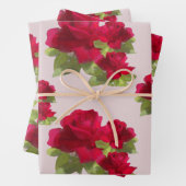 Waterverf florale rozen Verpakkingspapier Reeks 3 Inpakpapier Vel (In situ)