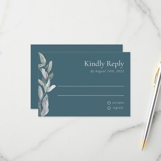 waterverf florale rsvp-kaart RSVP kaartje (Voorkant / Achterkant in situ)