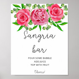 Waterverf florale sangria bar poster