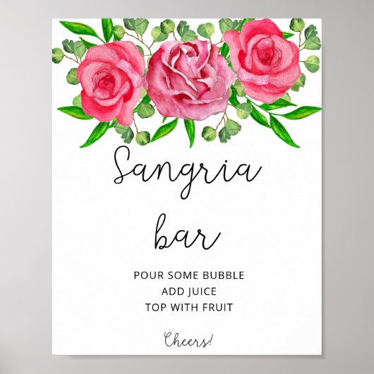 Waterverf florale sangria bar poster (Voorkant)