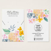 Waterverf florale sierjuwelen, oorscherm ketting visitekaartje (Voorkant /achterkant)