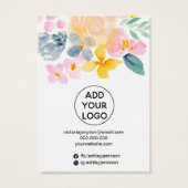 Waterverf florale sierjuwelen, oorscherm ketting visitekaartje (Achterkant)