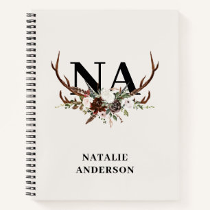 Waterverf florale stag antlers herfst rustige notitieboek
