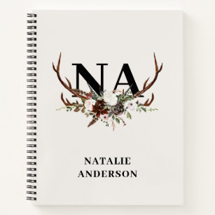 Waterverf florale stag antlers herfst rustige  notitieboek