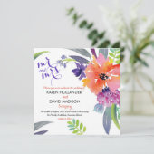 waterverf florale trouwuitnodiging kaart (Staand voorkant)