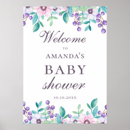 Waterverf florale tuin baby shower welkom poster