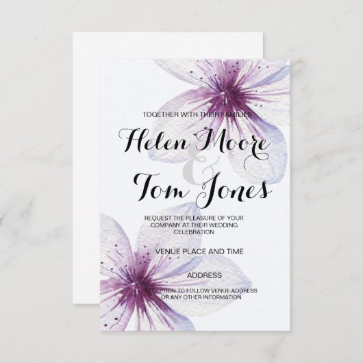 waterverf florale uitnodiging (Voorkant / Achterkant)