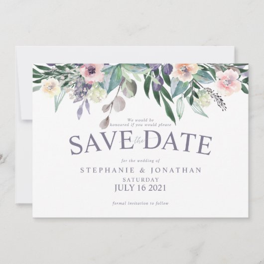 Waterverf florale uitnodiging (Voorkant)