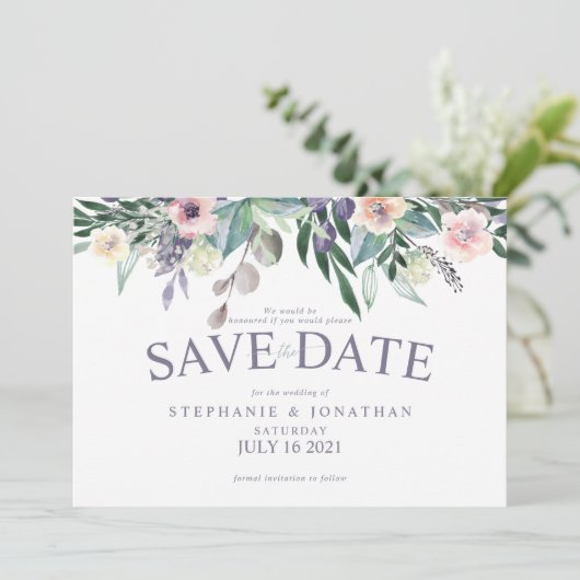 Waterverf florale uitnodiging (Staand voorkant)