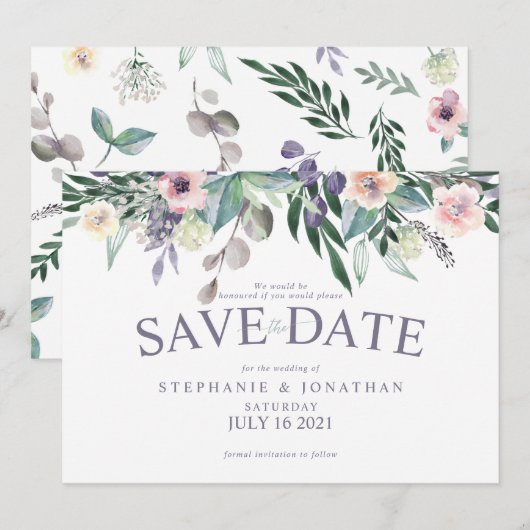 Waterverf florale uitnodiging (Voorkant / Achterkant)