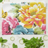 waterverf florale verf en goudconfetti kunst. theedoek (Gevouwen)