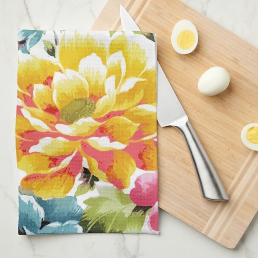 waterverf florale verf en goudconfetti kunst. theedoek (Quarter Fold)