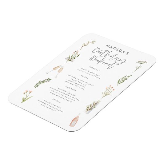 Waterverf florale verjaardagsweekroute magneet (Linkerzijde)