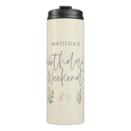 Waterverf florale verjaardagweekend thermosbeker