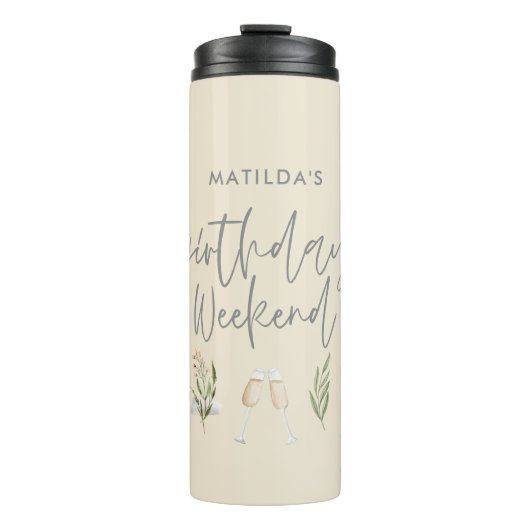 Waterverf florale verjaardagweekend  thermosbeker (Voorkant)