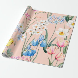 Waterverf florale voorjaarspatroon, botanische ill cadeaupapier