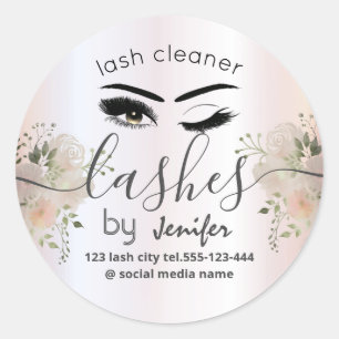 Waterverf florale wink lash ronde sticker
