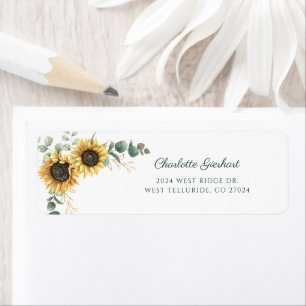 Waterverf Florale Zonnebloem Retouradres Etiket