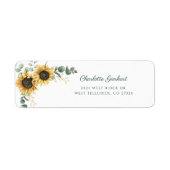 Waterverf Florale Zonnebloem Retouradres Etiket (Voorkant)
