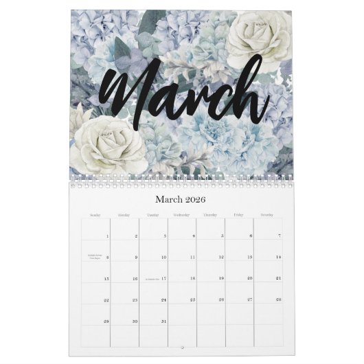 Waterverf Florals Agenda Kalender (Mar 2026)