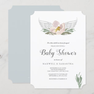 Waterverf Florals Angel Wings Baby shower Kaart