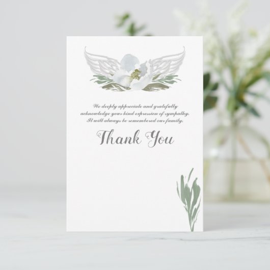 Waterverf Florals Angel Wings Hartelijk dank Kaart (Staand voorkant)