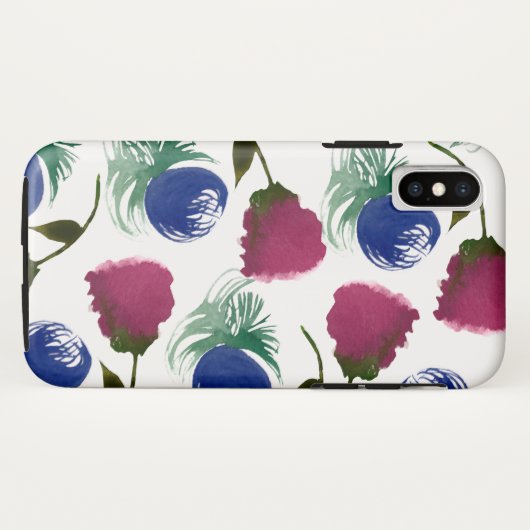 Waterverf Florals Blue Burgundy Greenery Paint Case-Mate iPhone Case (Achterkant (horizontaal))