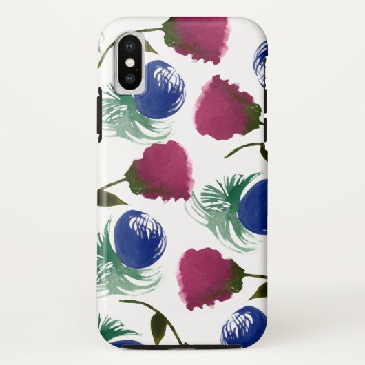 Waterverf Florals Blue Burgundy Greenery Paint Case-Mate iPhone Case (Achterkant)