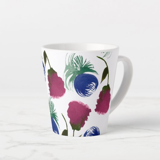 Waterverf Florals Blue Burgundy Greenery Paint Latte Mok (Rechterhoek)