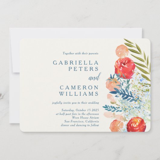  Waterverf Florals Boho Garden Wedding Kaart (Voorkant)