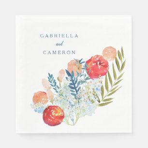  Waterverf Florals Boho Garden Wedding Servet