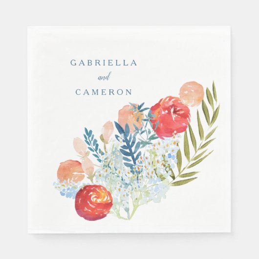  Waterverf Florals Boho Garden Wedding Servet (Voorkant)