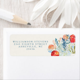 Waterverf Florals Boho Wedding Address Etiket