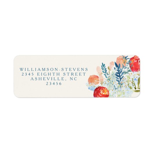  Waterverf Florals Boho Wedding Address Etiket (Voorkant)