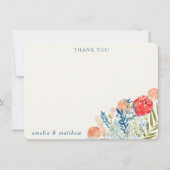  Waterverf Florals Boho Wedding Custom Bedankkaart (Voorkant)