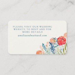 Waterverf Florals Boho Wedding Website Informatiekaartje