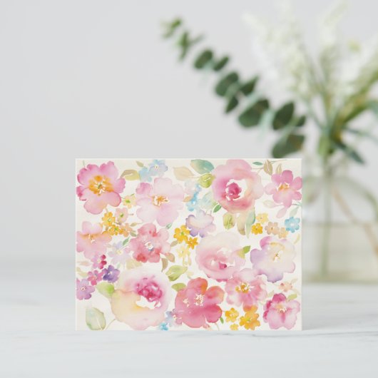 Waterverf Florals Briefkaart (Staand voorkant)